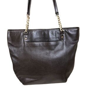 Michael Kors Brown Patent Soft Leather Tote Bag Purse Chain Link Shoulder Strap